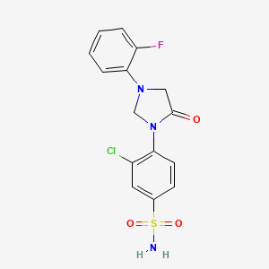 3-chloro-4-[3-(2-fluorophenyl)-5-oxoimidazolidin-1-yl]benzenesulfonamide