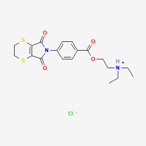 molecular formula C19H23ClN2O4S2 B13768356 Benzoic acid, 4-(2,3,5,7-tetrahydro-5,7-dioxo-6H-1,4-dithiino(2,3-c)pyrrol-6-yl)-, 2-(diethylamino)ethyl ester, monohydrochloride CAS No. 54627-07-5