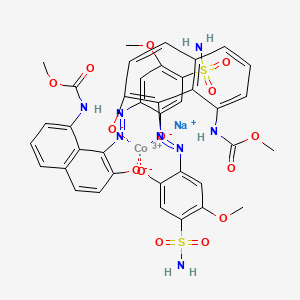 Sodium;cobalt(3+);8-(methoxycarbonylamino)-1-[(5-methoxy-2-oxido-4-sulfamoylphenyl)diazenyl]naphthalen-2-olate