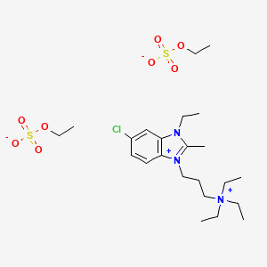 molecular formula C23H42ClN3O8S2 B13768518 1H-Benzimidazolium, 5-chloro-3-ethyl-2-methyl-1-[3-(triethylammonio)propyl]-, bis(ethyl sulfate) CAS No. 68123-35-3