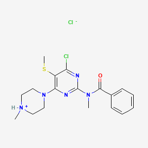 molecular formula C18H23Cl2N5OS B13768526 Benzamide, N-(4-chloro-6-(4-methyl-1-piperazinyl)-5-(methylthio)-2-pyrimidinyl)-N-methyl-, monohydrochloride CAS No. 55477-32-2