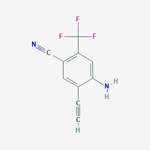 molecular formula C10H5F3N2 B1376855 4-Amino-5-ethynyl-2-(trifluoromethyl)benzenecarbonitrile CAS No. 949513-12-6
