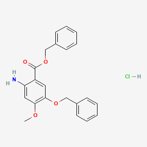 molecular formula C22H22ClNO4 B1376900 盐酸苄基 2-氨基-5-(苄氧基)-4-甲氧基苯甲酸酯 CAS No. 634197-80-1