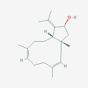 molecular formula C20H32O B137691 (2R,3aR,5Z,9Z,12aS)-3a,6,10-trimethyl-1-propan-2-ylidene-2,3,4,7,8,11,12,12a-octahydrocyclopenta[11]annulen-2-ol CAS No. 153081-59-5