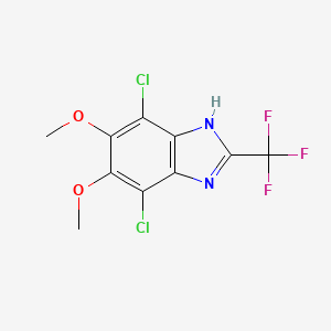 molecular formula C10H7Cl2F3N2O2 B13769113 Benzimidazole, 4,7-dichloro-5,6-dimethoxy-2-(trifluoromethyl)- CAS No. 89427-47-4