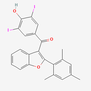 molecular formula C24H18I2O3 B13769227 3,5-Diiodo-4-hydroxyphenyl 2-mesityl-3-benzofuranyl ketone CAS No. 73343-72-3