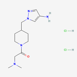 molecular formula C13H25Cl2N5O B1376940 1-[4-(4-Amino-pyrazol-1-ylmethyl)-piperidin-1-yl]-2-dimethylamino-ethanone dihydrochloride CAS No. 1361114-76-2
