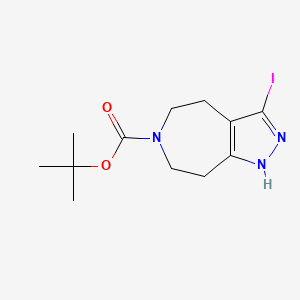 molecular formula C12H18IN3O2 B1376943 3-Iodo-4,5,7,8-Tetrahydro-1H-1,2,6-Triaza-Azulene-6-Carboxylic Acid Tert-Butyl Ester CAS No. 1251014-46-6