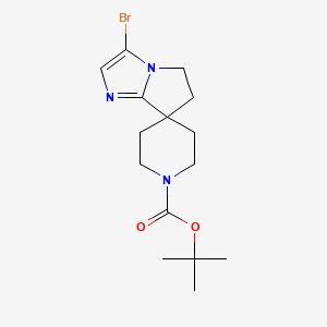 molecular formula C15H22BrN3O2 B1376947 tert-Butyl 3'-bromo-5',6'-dihydrospiro[piperidine-4,7'-pyrrolo[1,2-a]imidazole]-1-carboxylate CAS No. 1251000-16-4