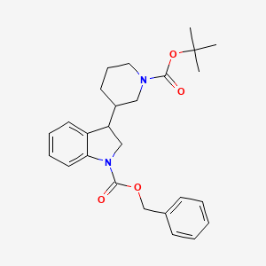 molecular formula C26H32N2O4 B1376949 苄基 3-(1-(叔丁氧羰基)哌啶-3-基)吲哚啉-1-羧酸酯 CAS No. 1160248-34-9