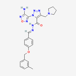 molecular formula C25H27N9O3 B13769710 3-(4-amino-1,2,5-oxadiazol-3-yl)-N-[(E)-[4-[(3-methylphenyl)methoxy]phenyl]methylideneamino]-5-(pyrrolidin-1-ylmethyl)triazole-4-carboxamide 