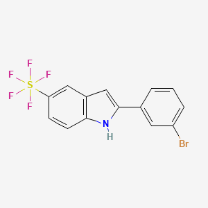 molecular formula C14H9BrF5NS B1376980 2-(3-溴苯基)-5-五氟硫代-1H-吲哚 CAS No. 1394319-65-3