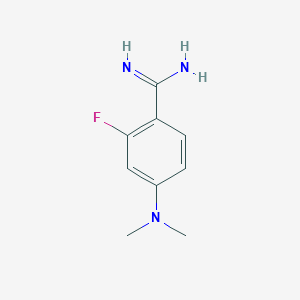 molecular formula C9H12FN3 B1376998 4-(Dimethylamino)-2-fluorobenzene-1-carboximidamide CAS No. 1423031-96-2