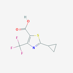 molecular formula C8H6F3NO2S B1377005 2-Cyclopropyl-4-(trifluoromethyl)-1,3-thiazole-5-carboxylic acid CAS No. 1423027-76-2