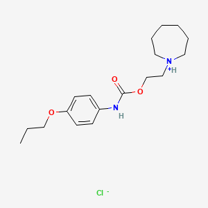 molecular formula C18H29ClN2O3 B13770092 Carbanilic acid, p-propoxy-, 2-(hexahydro-1H-azepin-1-yl)ethyl ester, hydrochloride CAS No. 60558-07-8