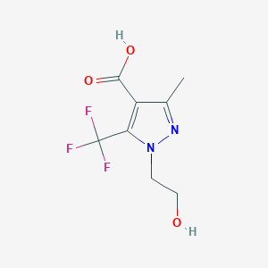 molecular formula C8H9F3N2O3 B1377013 1-(2-hydroxyethyl)-3-methyl-5-(trifluoromethyl)-1H-pyrazole-4-carboxylic acid CAS No. 1384429-59-7