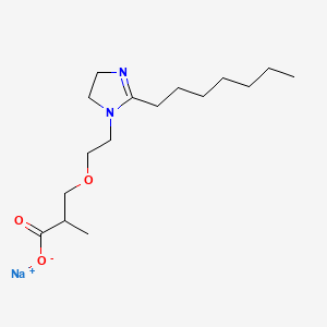 molecular formula C16H29N2NaO3 B13770170 1-(2-Carboxypropoxy)ethyl-2-heptyl-2-imidazoline sodium salt CAS No. 70682-69-8