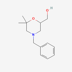 molecular formula C14H21NO2 B1377025 (4-苄基-6,6-二甲基吗啉-2-基)甲醇 CAS No. 1416440-60-2