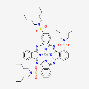 molecular formula C56H67CuN11O6S3 B13770350 Copper, (N,N,N',N',N'',N''-hexabutyl-29H,31H-phthalocyanine-C,C,C-trisulfonamidato(2-)-kappaN29,kappaN30,kappaN31,kappaN32)- CAS No. 67800-99-1