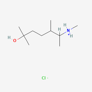 molecular formula C10H24ClNO B13770487 2-Heptanol, 2,5-dimethyl-6-methylamino-, hydrochloride CAS No. 63834-32-2