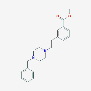molecular formula C21H26N2O2 B137706 Benzoic acid, 3-(2-(4-(phenylmethyl)-1-piperazinyl)ethyl)-, methyl ester CAS No. 131028-34-7