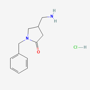 molecular formula C12H17ClN2O B1377074 4-(Aminomethyl)-1-benzylpyrrolidin-2-one hydrochloride CAS No. 1177279-49-0