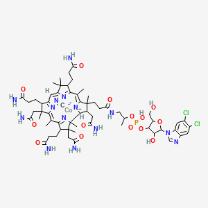 cobalt(2+);[5-(5,6-dichlorobenzimidazol-1-yl)-4-hydroxy-2-(hydroxymethyl)oxolan-3-yl] 1-[3-[(4Z,9Z,14Z)-2,13,18-tris(2-amino-2-oxoethyl)-7,12,17-tris(3-amino-3-oxopropyl)-3,5,8,8,13,15,18,19-octamethyl-2,7,12,17-tetrahydro-1H-corrin-21-id-3-yl]propanoylamino]propan-2-yl hydrogen phosphate;cyanide