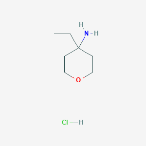 molecular formula C7H16ClNO B1377093 盐酸4-乙氧基氧杂-4-胺 CAS No. 1385696-70-7