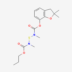 molecular formula C17H24N2O5S B13771057 Benzofuran, 2,3-dihydro-2,2-dimethyl-7-(N-(N-methyl-N-propoxycarbonylaminothio)-N-methylcarbamoyloxy)- CAS No. 65907-28-0