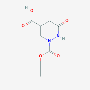 molecular formula C10H16N2O5 B1377114 2-[(Tert-butoxy)carbonyl]-6-oxo-1,2-diazinane-4-carboxylic acid CAS No. 1427380-68-4