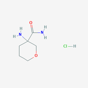 molecular formula C6H13ClN2O2 B1377120 3-Aminooxane-3-carboxamide hydrochloride CAS No. 1423026-46-3