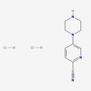 molecular formula C10H14Cl2N4 B1377124 5-(Piperazin-1-yl)pyridine-2-carbonitrile dihydrochloride CAS No. 1427381-10-9