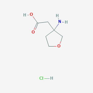 molecular formula C6H12ClNO3 B1377136 2-(3-Aminooxolan-3-yl)acetic acid hydrochloride CAS No. 1427379-33-6