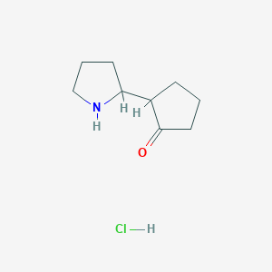 molecular formula C9H16ClNO B1377145 2-(Pyrrolidin-2-yl)cyclopentan-1-one hydrochloride CAS No. 1423035-03-3