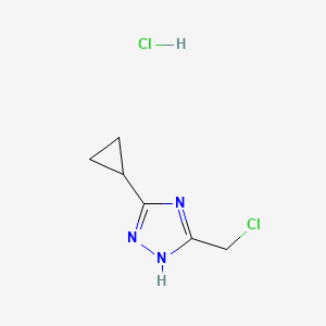molecular formula C6H9Cl2N3 B1377153 5-(chloromethyl)-3-cyclopropyl-1H-1,2,4-triazole hydrochloride CAS No. 1427379-56-3