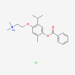 molecular formula C21H28ClNO3 B13771609 5-(2-(N,N-Dimethylamino)ethoxy)carvacrol benzylate hydrochloride CAS No. 73771-68-3