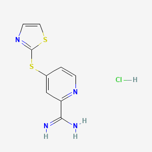 molecular formula C9H9ClN4S2 B1377162 4-(1,3-Thiazol-2-ylsulfanyl)pyridine-2-carboximidamide hydrochloride CAS No. 1427381-01-8