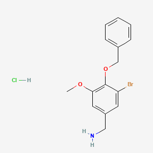 molecular formula C15H17BrClNO2 B1377169 [4-(Benzyloxy)-3-bromo-5-methoxyphenyl]methanamine hydrochloride CAS No. 1423034-12-1
