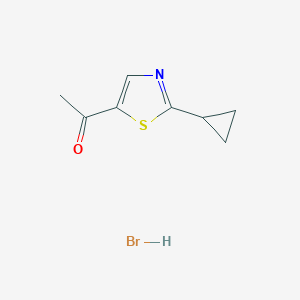 molecular formula C8H10BrNOS B1377174 1-(2-环丙基-1,3-噻唑-5-基)乙-1-酮氢溴酸盐 CAS No. 1427380-94-6