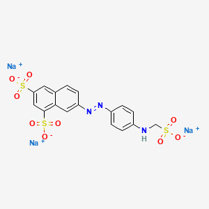 molecular formula C17H12N3Na3O9S3 B13771759 1,3-Naphthalenedisulfonic acid, 7-((4-((sulfomethyl)amino)phenyl)azo)-, trisodium salt CAS No. 68084-13-9