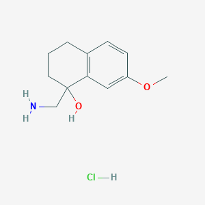 molecular formula C12H18ClNO2 B1377178 1-(Aminomethyl)-7-methoxy-1,2,3,4-tetrahydronaphthalen-1-ol hydrochloride CAS No. 1427381-06-3