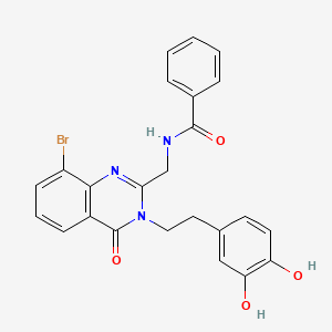 Benzamide, N-((8-bromo-3-(2-(3,4-dihydroxyphenyl)ethyl)-4-oxo-3,4-dihydro-2-quinazolinyl)methyl)-