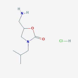 molecular formula C8H17ClN2O2 B1377190 5-(Aminomethyl)-3-(2-methylpropyl)-1,3-oxazolidin-2-one hydrochloride CAS No. 1427380-28-6