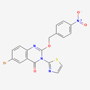 4(3H)-Quinazolinone, 6-bromo-2-((4-nitrophenyl)methoxy)-3-(2-thiazolyl)-