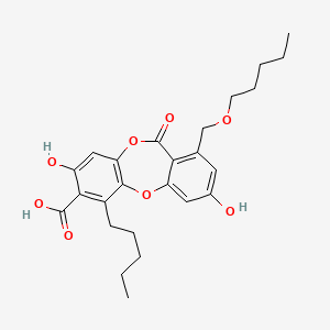 11H-Dibenzo(b,e)(1,4)dioxepin-7-carboxylic acid, 3,8-dihydroxy-1-pentoxymethyl-6-pentyl-11-oxo-