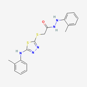 Acetic acid, ((5-((2-methylphenyl)amino)-1,3,4-thiadiazol-2-yl)thio)-, 2-(2-methylphenyl)hydrazide