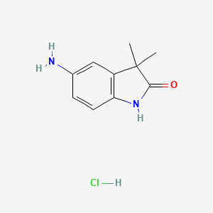 molecular formula C10H13ClN2O B1377260 5-Amino-3,3-dimethyl-1,3-dihydro-2H-indol-2-one hydrochloride CAS No. 1401425-29-3