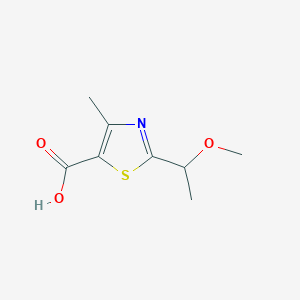 molecular formula C8H11NO3S B1377283 2-(1-Methoxyethyl)-4-methyl-1,3-thiazole-5-carboxylic acid CAS No. 1376219-45-2