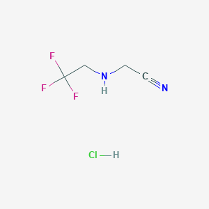 molecular formula C4H6ClF3N2 B1377296 2-[(2,2,2-Trifluoroethyl)amino]acetonitrile hydrochloride CAS No. 1384428-13-0