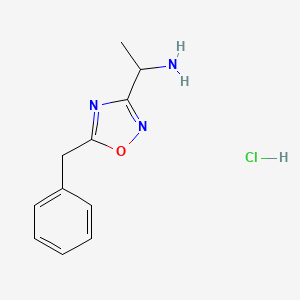 molecular formula C11H14ClN3O B1377299 盐酸1-(5-苄基-1,2,4-恶二唑-3-基)乙胺 CAS No. 1376344-63-6